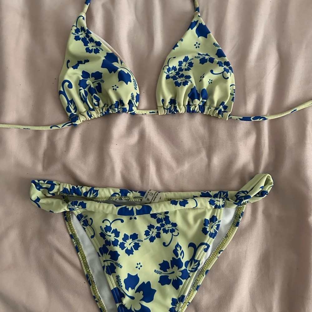 SHEIN Yellow and Blue Floral Bikini